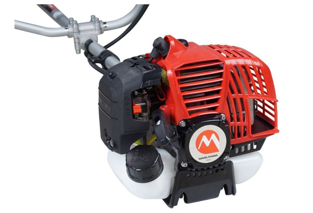 Maruyama Motorsense MX36EH 35,5 ccm mit Doppelhandgriff, Fadenkopf und Grasblatt
