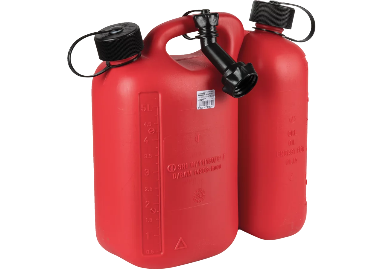 Oregon Doppelkanister 5,5 L und 3 L Rot mit Doppelkammer für Benzin und Öl
