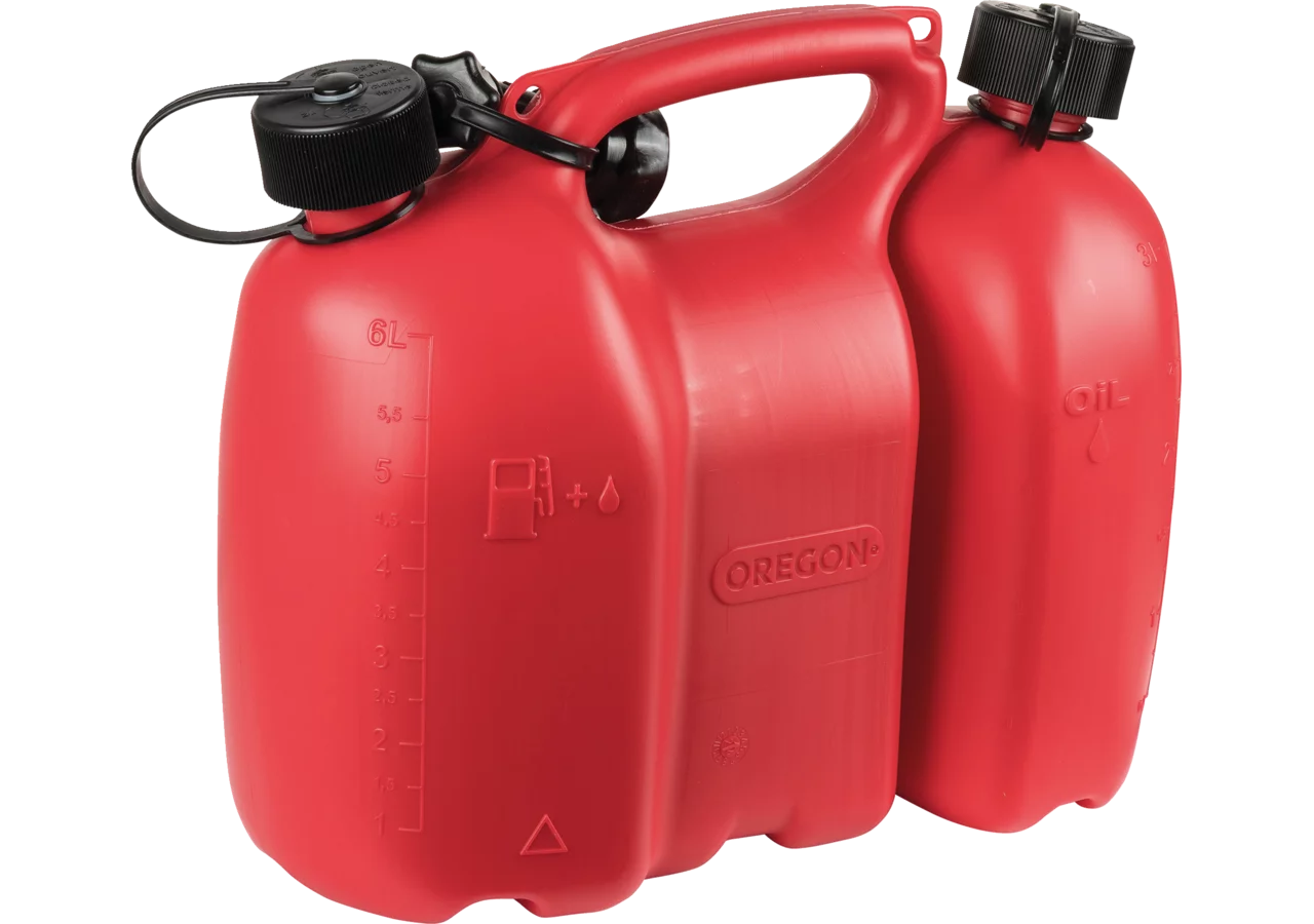 Oregon Kombikanister 6 L und 3 L Rot mit Doppelkammer für Benzin und Öl

