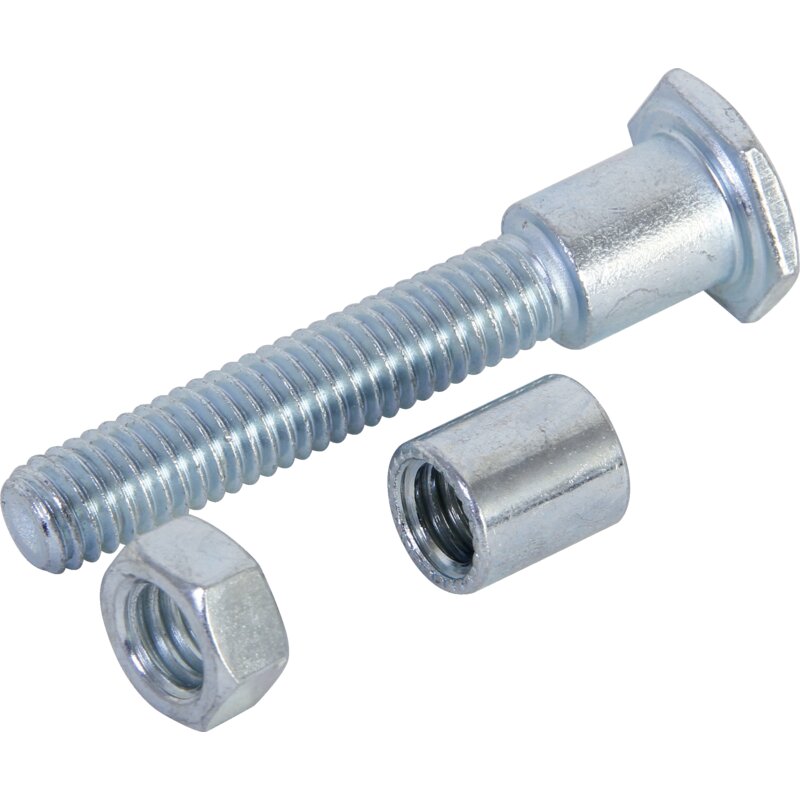 Radbolzen 51 mm universal mit Distanzstück und Mutter, einstellbar für 1/2 Zoll Naben
