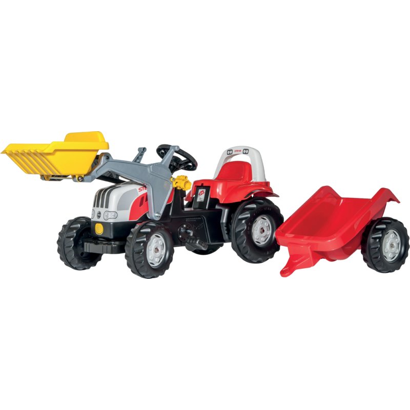 rollytoys rollyKid Steyr 6165 CVT mit Lader und Anhänger – Tretfahrzeug für Kinder ab 2,5 Jahren