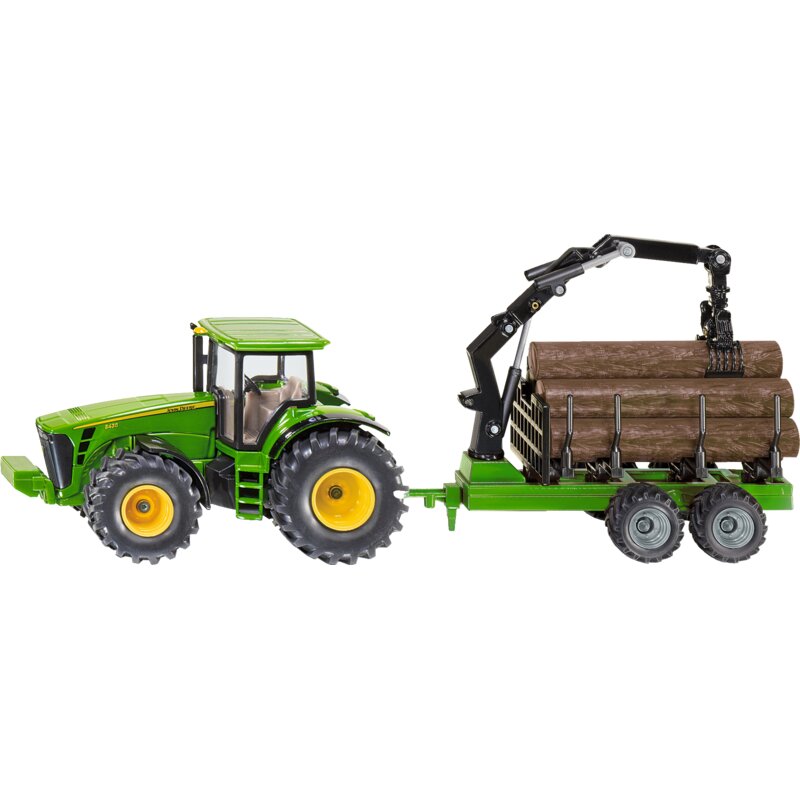 John Deere Traktor mit Rückewagen – Siku Forst-Set 1:50