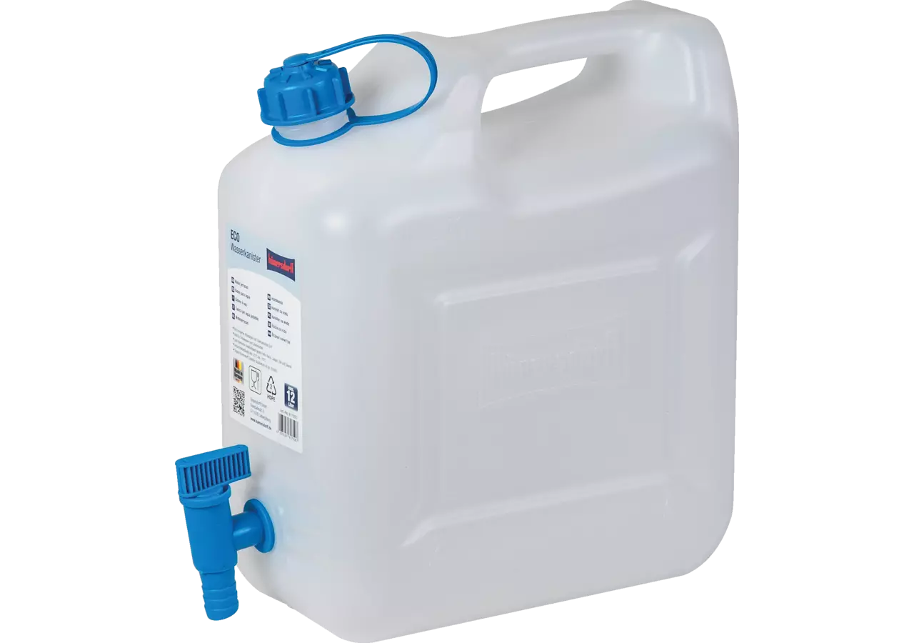 Wasserkanister Eco 12 L aus leichtem Kunststoff mit Tragegriff
